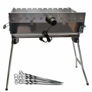 Mangal Kairat Schaschlik Grill mit 11er Spießdreher 230V Motor 10 Spieße