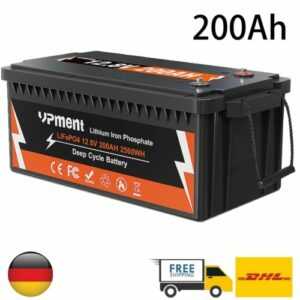 200Ah 12V Lithium Batterie LiFePO4 Akku 2560Wh BMS Solarbatterie für Boot RV