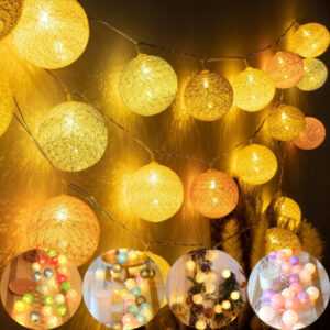 10/20 LED Baumwollkugeln Lichterkette Batterie Innenlichterkette Weihnachtdeko