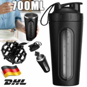 NEU Protein Shaker Edelstahl 750ml Trinkflasche Eiweiß Shaker Fitness BPA frei