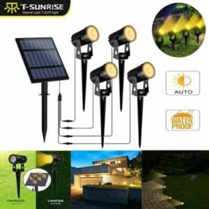 4er LED Solar Strahler Solar-Leuchte Solarspot Garten Leuchte Spot Warmweiß