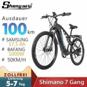 27.5 zoll Voller Schock e mountain bike 1000W E Bike Elektrofahrrad 80-100km MTB