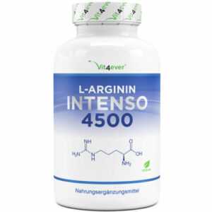 L-Arginin 365 Kapseln - 4500 mg - Hochdosiert - Aminosäure - Ausdauer - Vegan