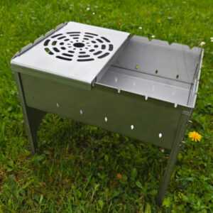 Edelstahl Grill Mangal 32x45cm Stahl 3mm Stecksystem Camping Grill mit  Aufsatz