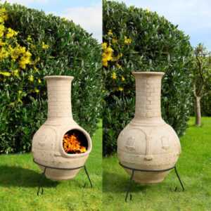 Großer weißer Terrassenofen, Gartenkamin, Inkaofen, Aztekenofen, original Mexiko