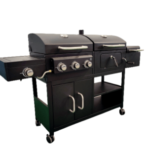 Campfire Dual Fuel 3 Brenner Gas & Holzkohle BBQ Grill mit Raucher und Seitenbrenner