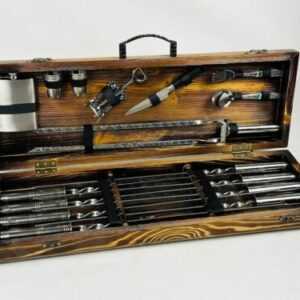 Handgefertigtes Spieß-Set Grill-Set Werkzeuge Schaschlik Barbecue BBQ 7809