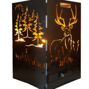 Feuerkorb Hirsch Wald Jagd mit Ascheschublade 40x40x60 cm Feuertonne Grill