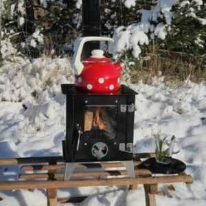 Mini-Ofen "Tiny" mit Herdplatte, Zeltofen, Outdoor-Kamin, Terrassenofen, Camping