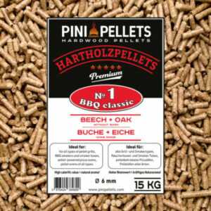 PINI Hartholzpellets №1 BBQClassic 15Kg Grillpellets zum Grillen Räuchern Smoken
