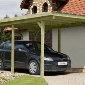 Einzelcarport 300x500 cm + BEDACHUNG Carport Garage Holz Unterstand Flachdach