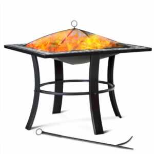 Feuerschale Feuerstelle Feuerkorb mit Funkenschutz Garten Kamin Grill 76x76cm