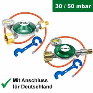 Gasregler Druckminderer 50mbar Druckregler 30mbar Manometer Schlauch Gas-Grill
