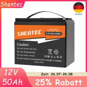 12V 50Ah Lithium Batterie LiFePO4 Akku BMS für Wohnmobil Solarbatterie Boot RV