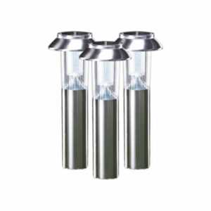 MeLiTec 3er Set Solar LED Gartenleuchten SO06-1 Edelstahl matt gebürstet