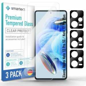 smartect Schutzglas für Xiaomi Redmi Note 12 Pro 5G / 12 Pro Plus, 3 + 3 Stück