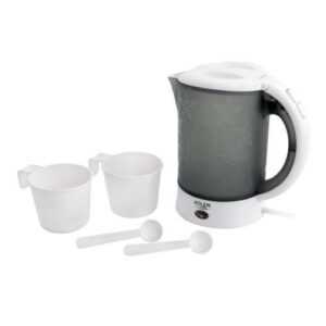 Adler AD 1268 Mini-Wasserkocher  0,6 L weiß grau transparent Blümchen Reise Set