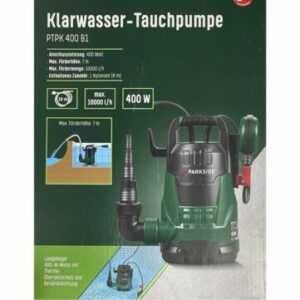 PARKSIDE® Klarwasser Tauchpumpe 400 W zum Entleeren von Schwimmbecken Neu Ovp