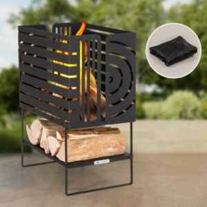 Feuerschale Feuerstelle Feuerkorb Garten Stahl Holzablage Laser-Cut-Design 40 cm