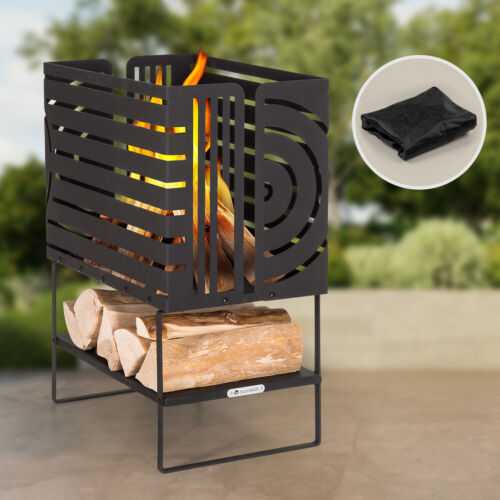 Feuerschale Feuerstelle Feuerkorb Garten Stahl Holzablage Laser-Cut-Design 40 cm