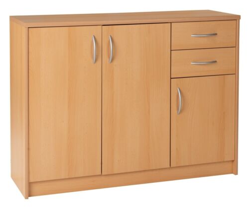 Kommode Sideboard Highboard Schrank Anrichte mit 3 Türen 2 Schubladen Buche