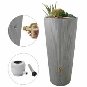 4rain VASO 2in1 DECOR Regenspeicher Regentonne 220 Liter zinkgrau inkl. ...