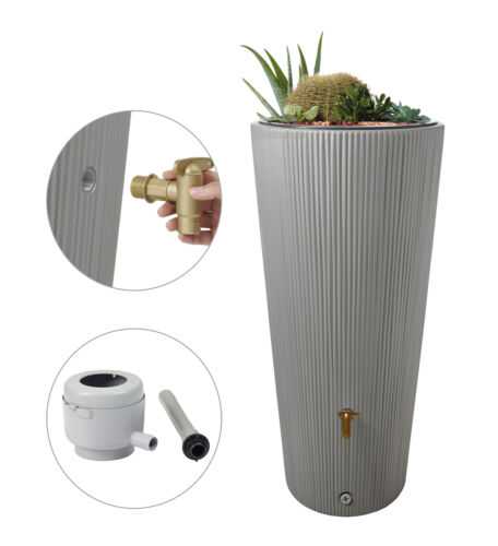 4rain VASO 2in1 DECOR Regenspeicher Regentonne 220 Liter zinkgrau inkl. ...