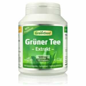 Grüner Tee Extrakt (90% Polyphenole), 500 mg, hochdosiert, 120 Kapseln – vegan