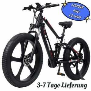 NEW E Bike,1000W E-Mountainbike 26 Zoll E-Fahrrad Fat bike Elektrofahrrad 45KM/H