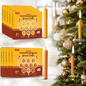 BRUBAKER 100er Pack Bienenwachs Kerzen Gelb 12 mm Ø Weihnachtskerzen Tannenbaum