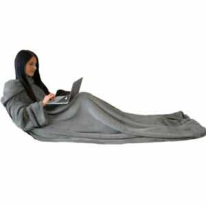 TV Decke Kuscheldecke mit Ärmeln Ärmeldecke 200cm x 150cm Hellgrau