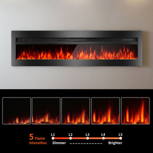 Elektrokamin Standkamin mit Heizung, 3D LED-Flammeneffekt, schwarzer 1800 W