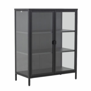 Industrial Vitrine DURA STEEL - 105cm - transparent schwarz - Metall - Schrank