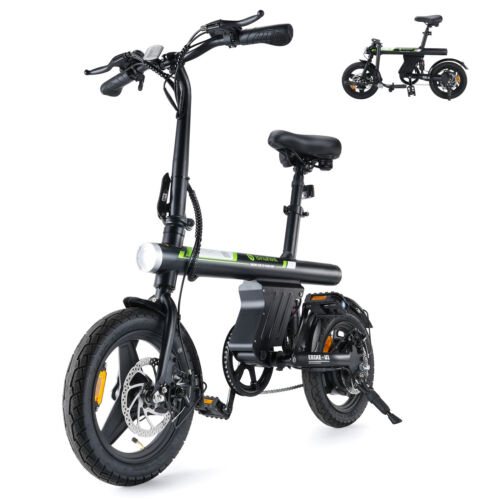E-Bike 350W Elektrofahrrad 14 Zoll E bike Klappbar 36V Moped 25km/h E-City Bike