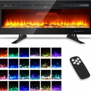 Elektrokamin 3D Wandkamin Elektrischer 50"（127cm） Kamin mit Heizung 12 Farbmodi