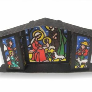 Weihnachtskrippe Pappe Deko Krippenfiguren Aufsteller Fensterbild Teelicht