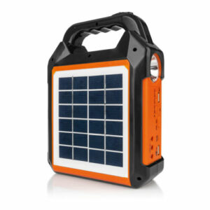EASYmaxx Solar-Power-Kit Strom, Licht & Radio für unterwegs 4500mAh Schwarz/Oran