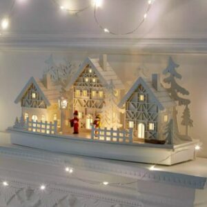 SEHR WOHNLICHE Weihnachtsdeko Lagerauflösung - Dorfszene weiß Holz beleuchtet