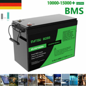 24V 100Ah LiFePO4 Lithium Batterie Solar Wohnmobil Boot Akku BMS 12000+ Zyklen