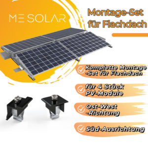 Solar Montage-Set Flachdach | 4x PV-Module Halterung | Ost-West & Süd