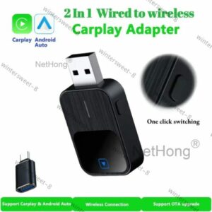 2 in 1 Wireless Carplay Adapter Android Auto Adapter USB Auto Dongle Connect Box