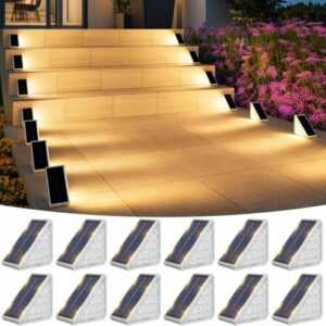 2-12x Solarlampen Außen 10 LED Stufenleuchte Solarleuchten Garten Treppenlicht