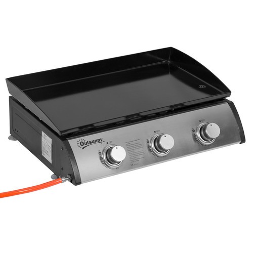 Gasgrill 5,6 KW Gas-Grill inkl 2 Edelstahl-Brenner Seitenablagen Druckminderer