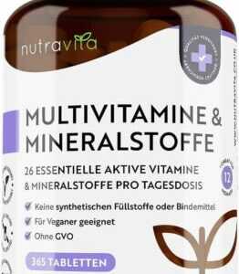 Multivitamin & Mineralstoffe - 365 hochdosierte Tabletten mit Bioaktiv-Formen un