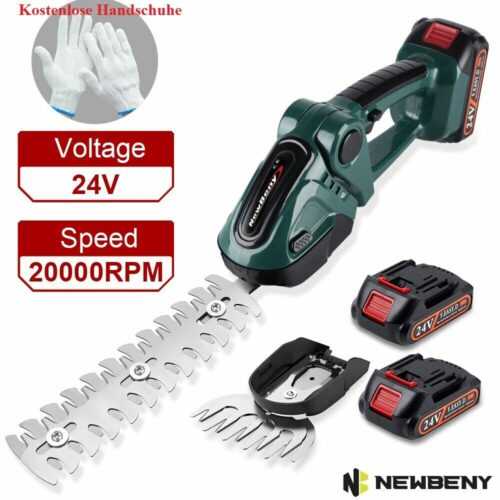 2IN1 Akku Heckenschere Strauchschere Gartenschere Grasschere Rasenschere 2x Akku