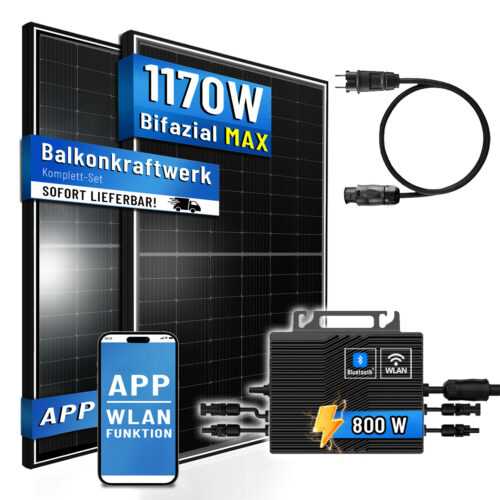 Balkonkraftwerk 1170W Solaranlage mit 800WEway MicroWechselrichter WiFi