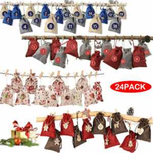 24x Adventskalender zum Befüllen Weihnachtskalender Weihnachten Säckchen