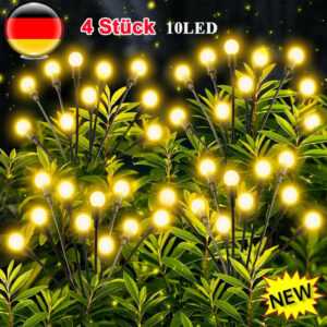 Solar-Gartenlichter 10 LED 4X Solarlampen Wasserdicht Glühwürmchen Solarleuchten