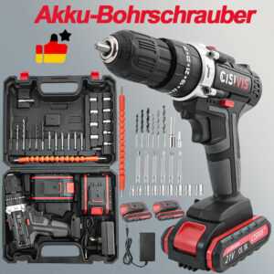 ⭐3 in 1 Akkuschrauber Set Schlagbohrschrauber Bohrmaschine mit 2 Akkus Ladegerät