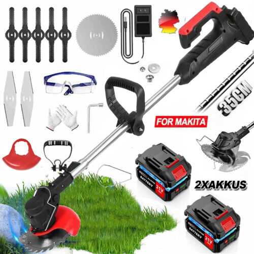 Für Makita Akku Rasentrimmer mit 2Akkus Freischneider Elektro Trimmer Motorsense